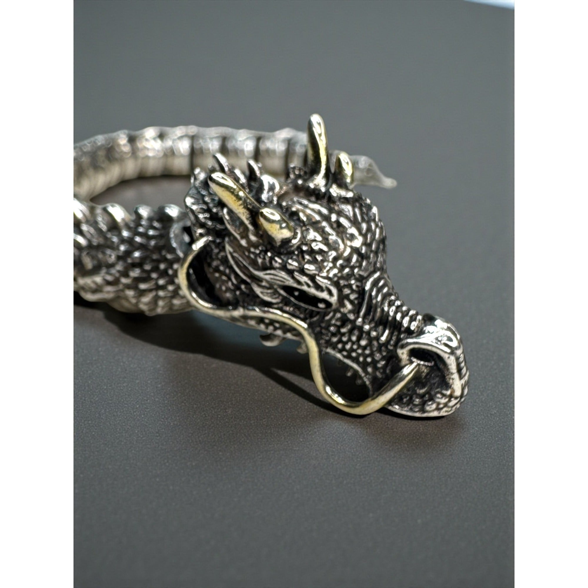 Dragon Stainless Steel Bracelet Blue Crystal Eyes Biker Link 2000s