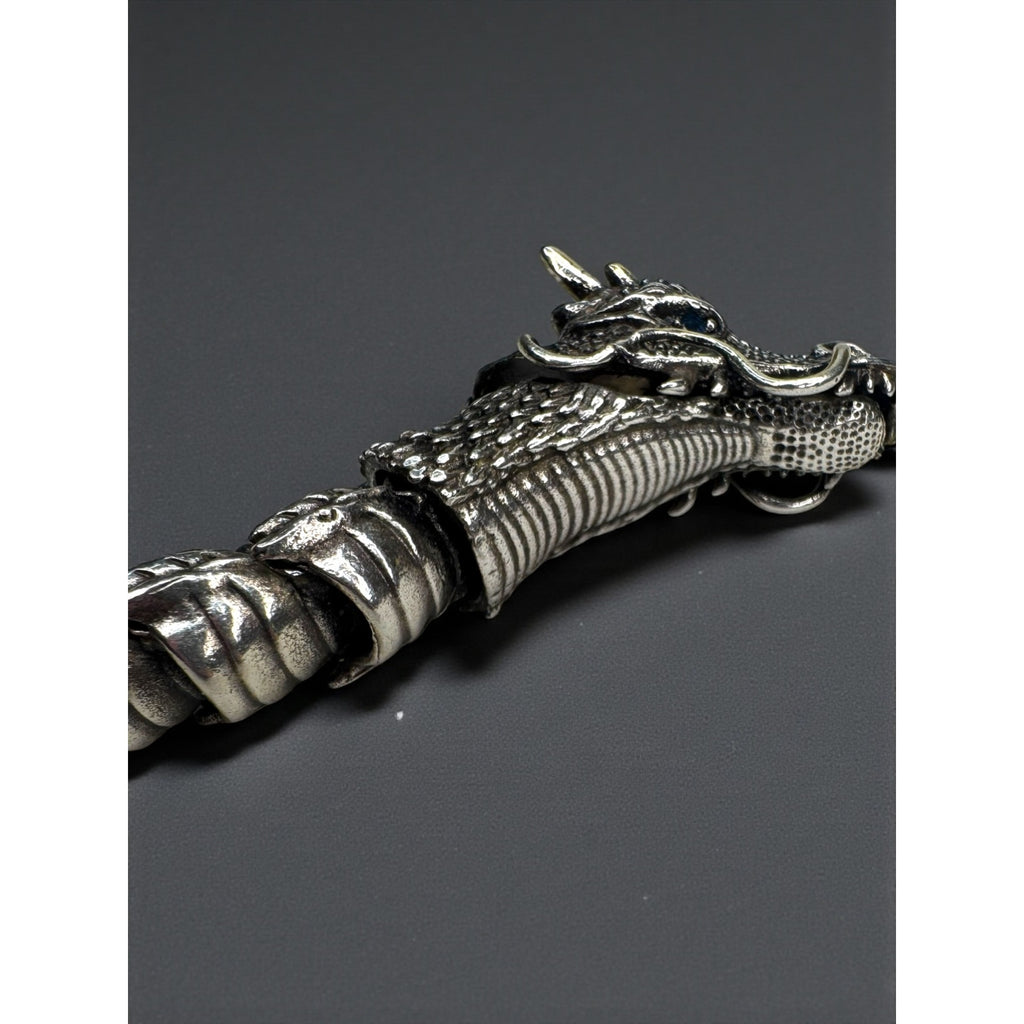 Dragon Stainless Steel Bracelet Blue Crystal Eyes Biker Link 2000s