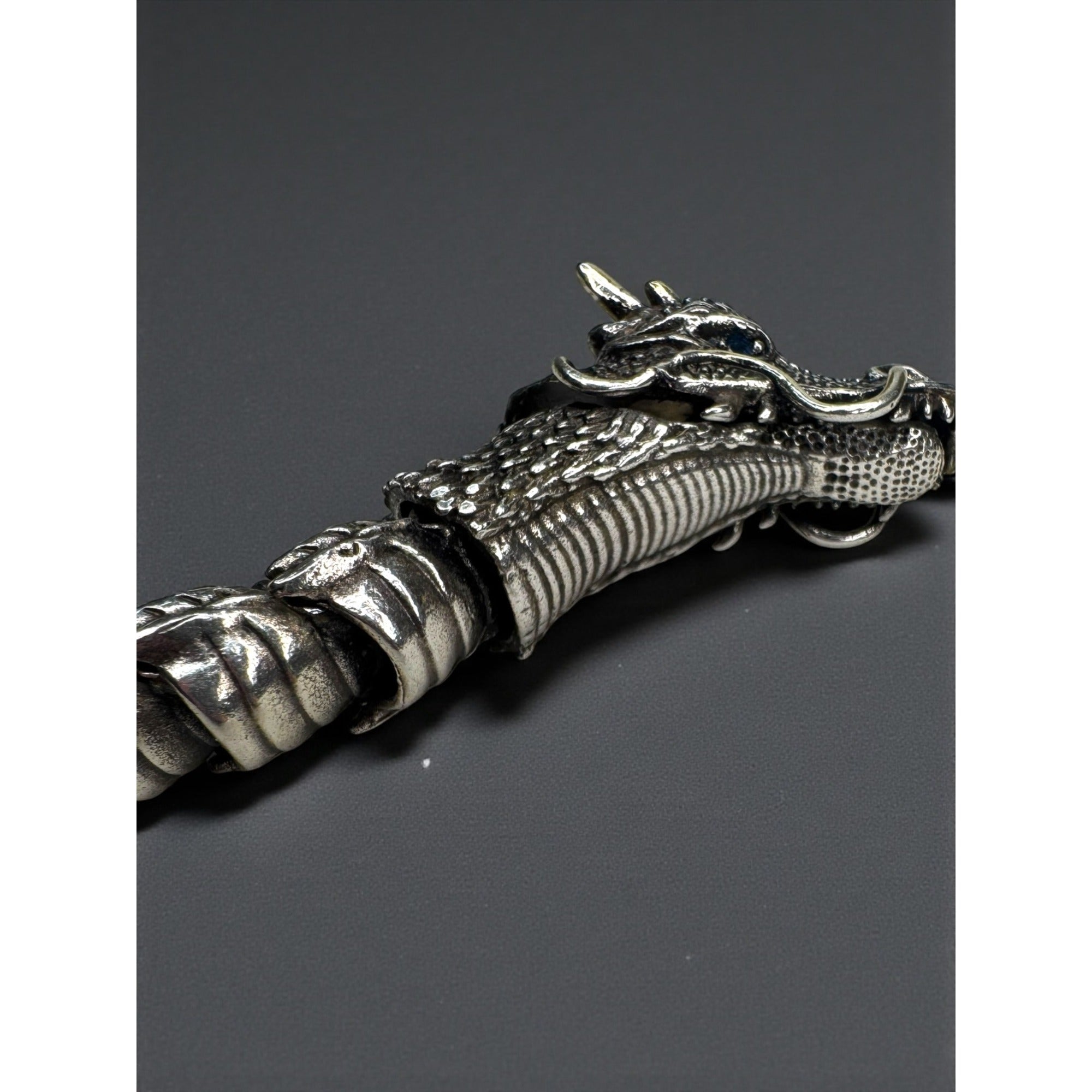 Dragon Stainless Steel Bracelet Blue Crystal Eyes Biker Link 2000s