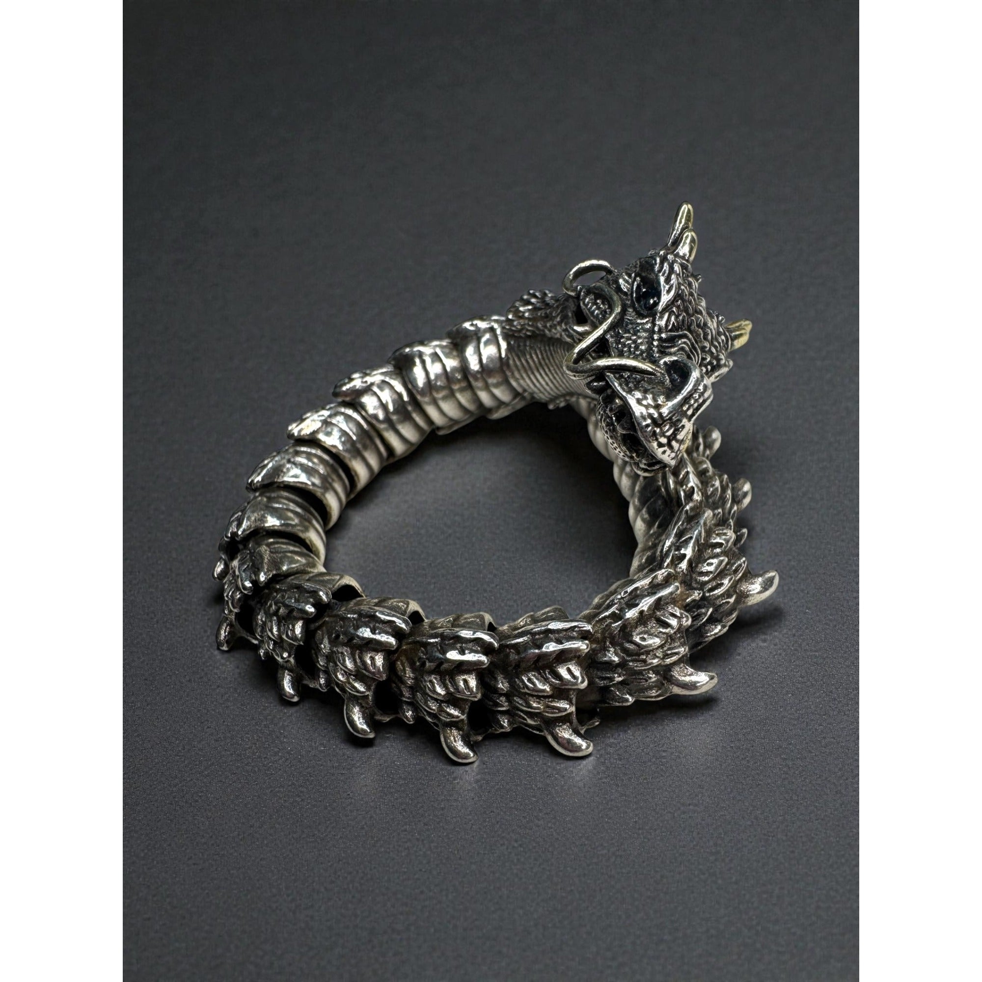 Dragon Stainless Steel Bracelet Blue Crystal Eyes Biker Link 2000s