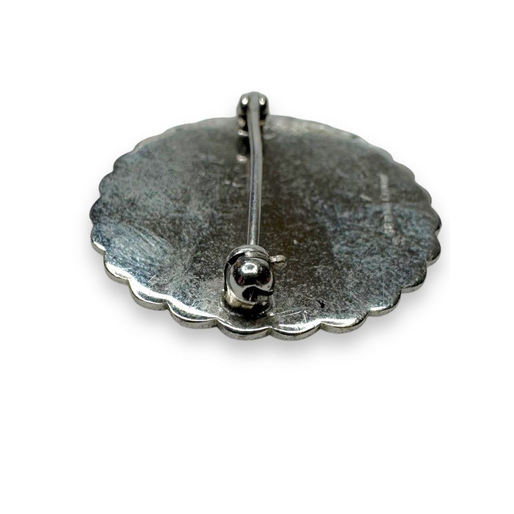 LaMode Sterling Silver Brooch Monogrammed DCL Round Vintage