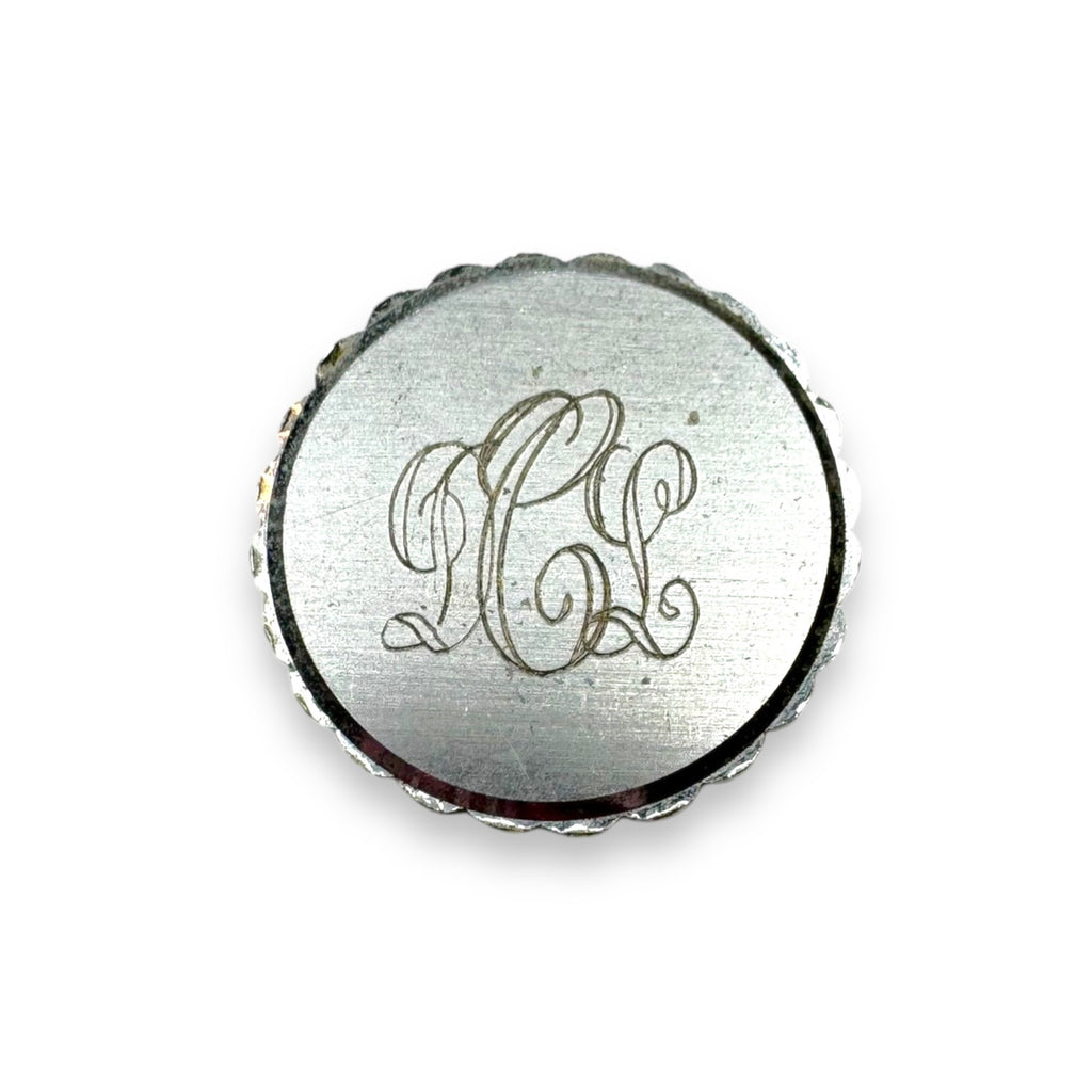 LaMode Sterling Silver Brooch Monogrammed DCL Round Vintage