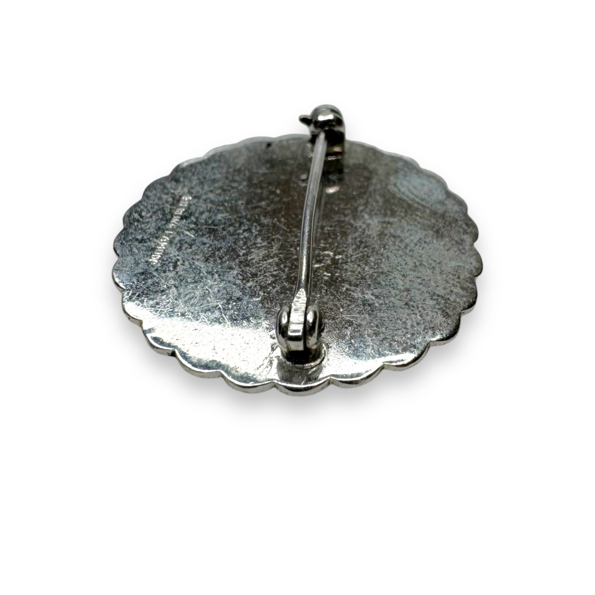 LaMode Sterling Silver Brooch Monogrammed DCL Round Vintage