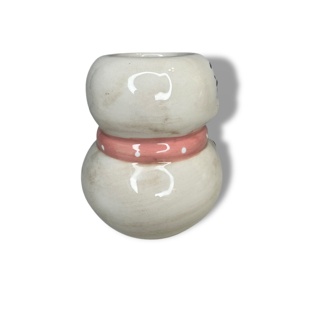 Johanna Parker Snowman Ceramic Mug White Pink Polk A Dot