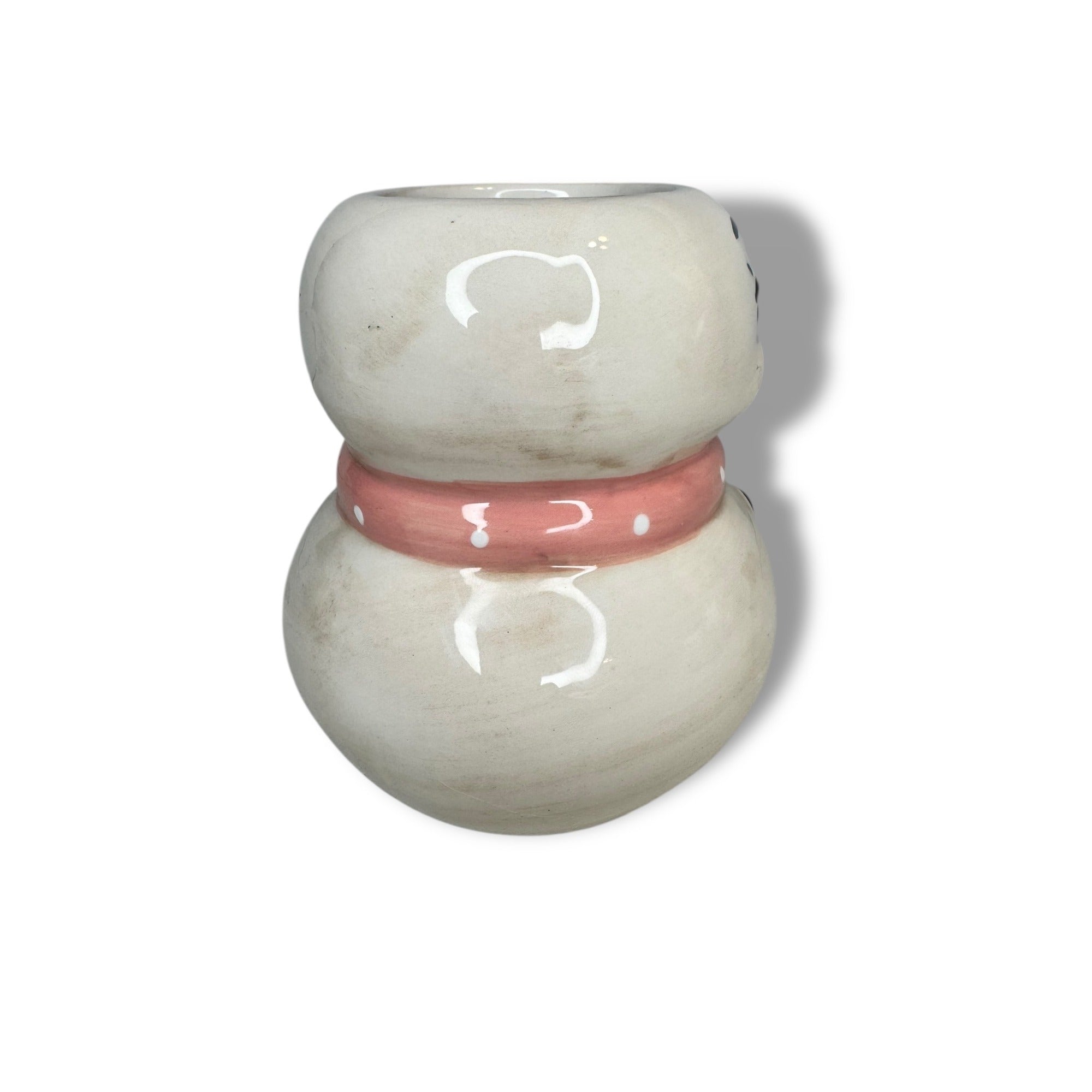 Johanna Parker Snowman Ceramic Mug White Pink Polk A Dot