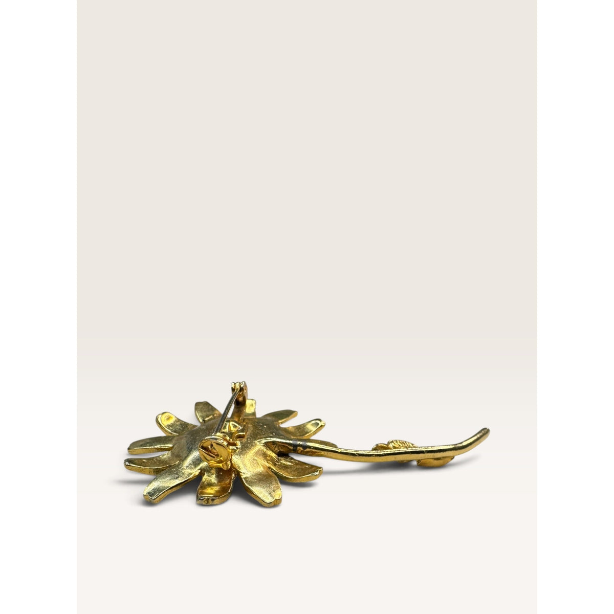 Weiss 1960s Mod Teal Blue Pink Enamel Daisy Flower Long Stem Brooch 2.75"