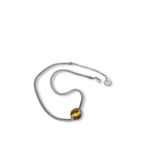 Anne Klein Silver Tone Mesh Chain Necklace Gold Tone Slide Pendant