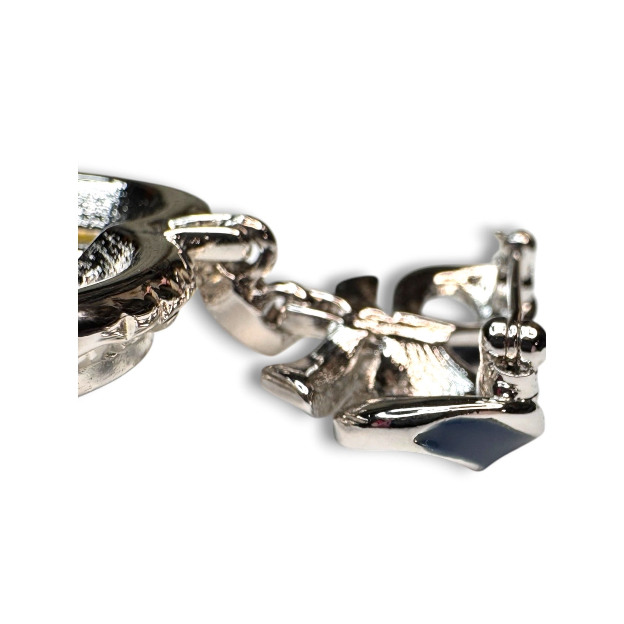 HSM Enamel Rhinestone Heart Bow Brooch 1992 Dangle Floral