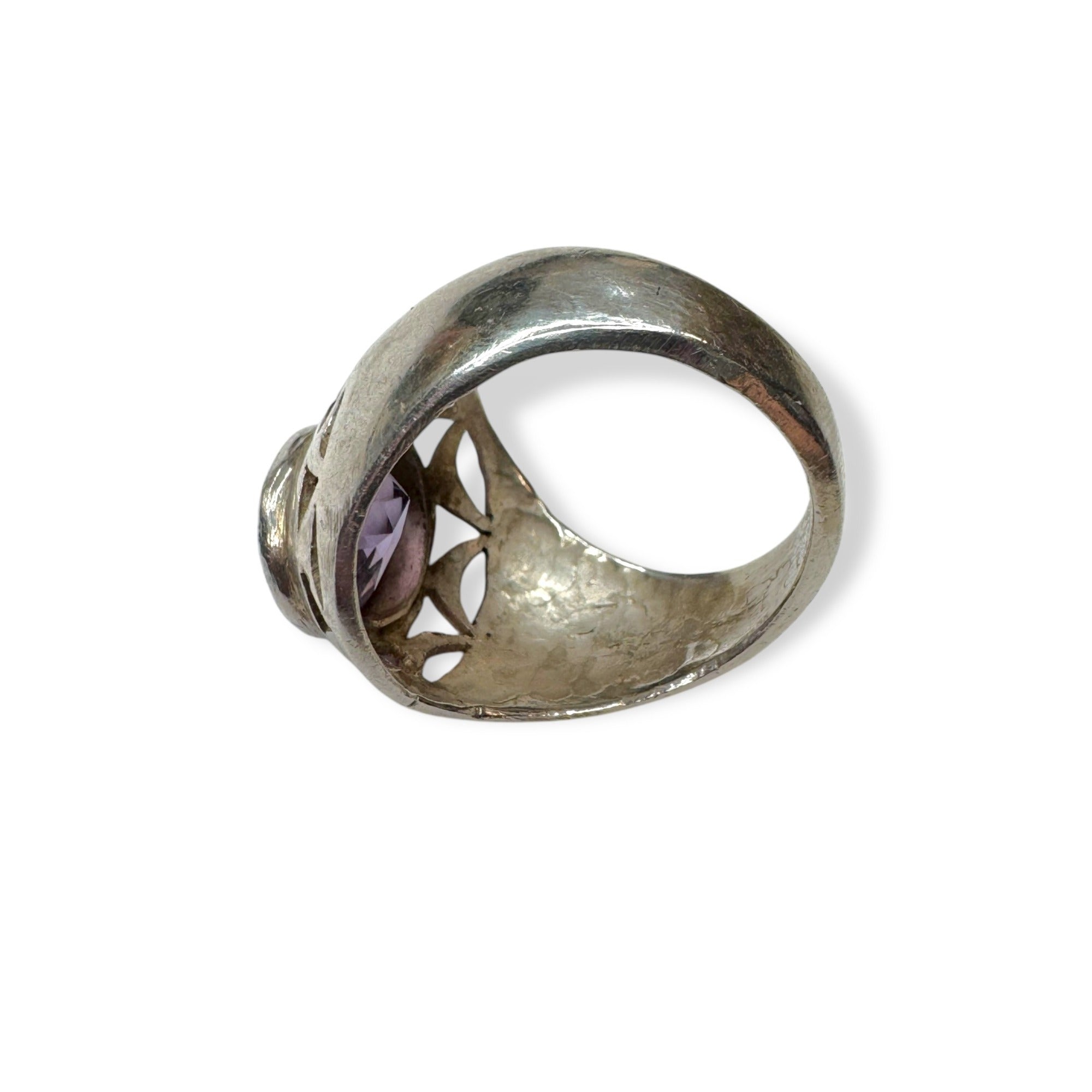 Sterling Silver Ring Amethyst Size 8.25 Vintage
