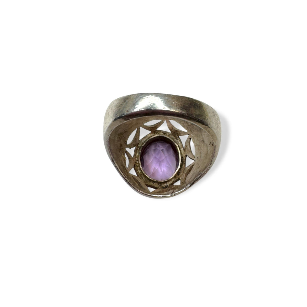 Sterling Silver Ring Amethyst Size 8.25 Vintage