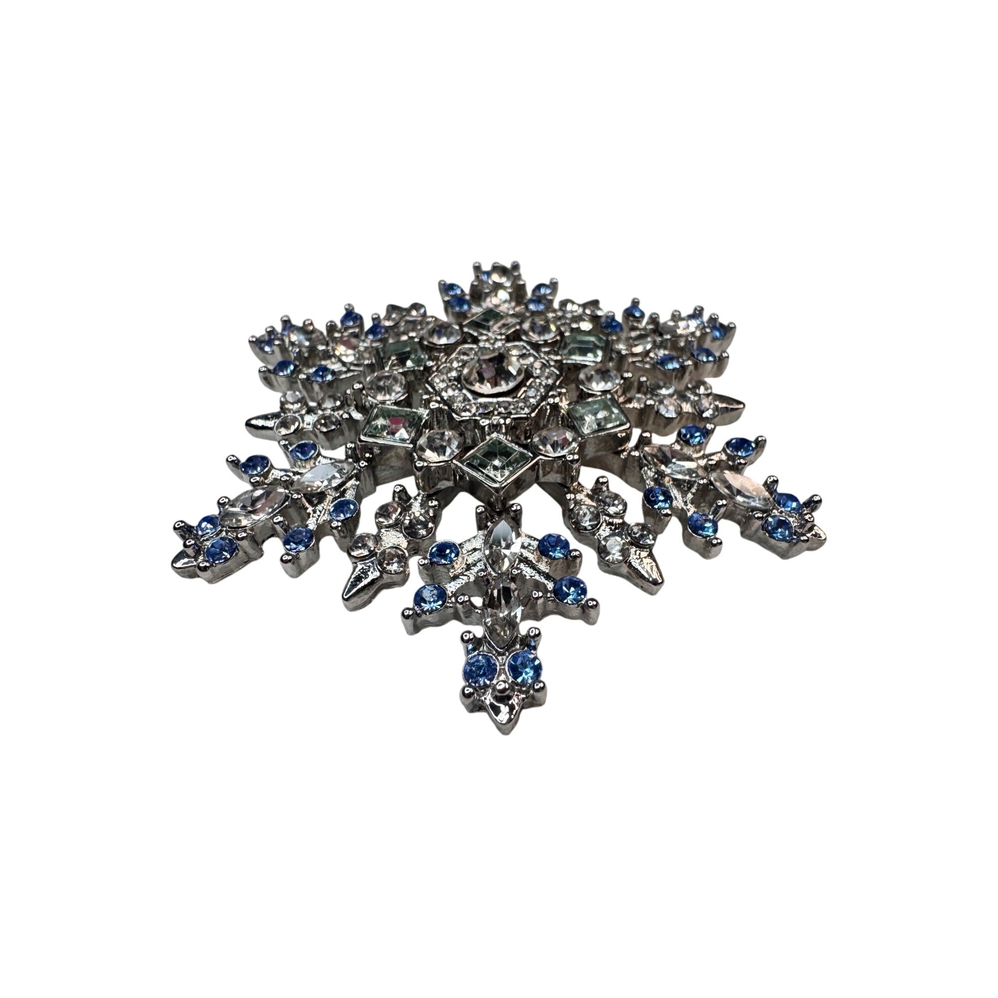 Bella Jack Snowflake Brooch Silver Tone Blue Clear Crystal 2020s