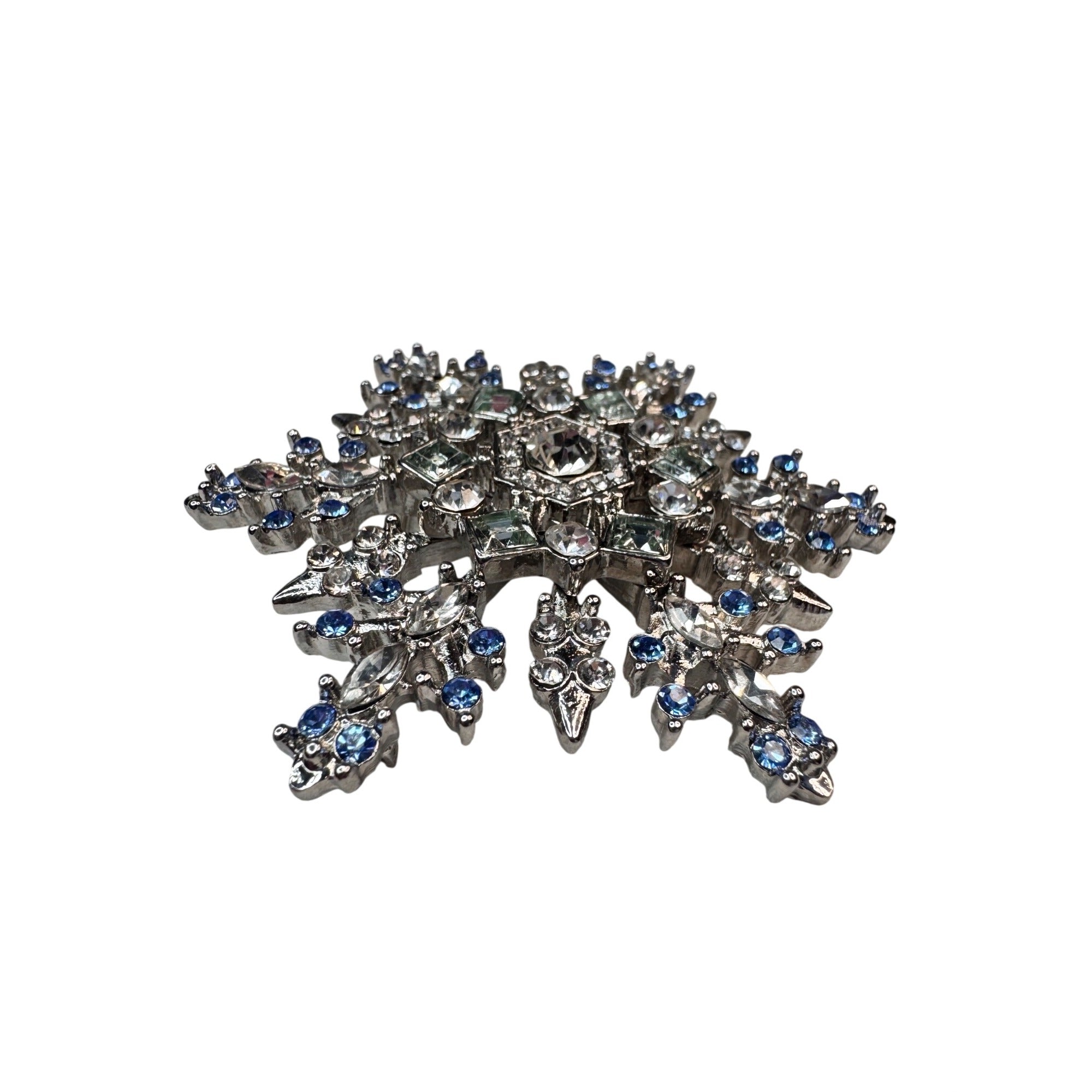 Bella Jack Snowflake Brooch Silver Tone Blue Clear Crystal 2020s
