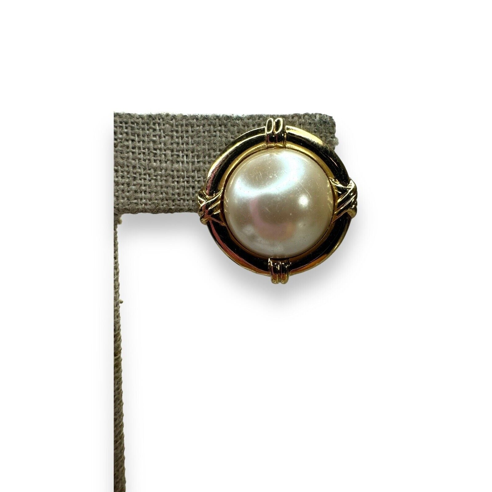 Vintage Anne Klein Gold Tone Faux Pearl Pierced Earrings 1980s Designer