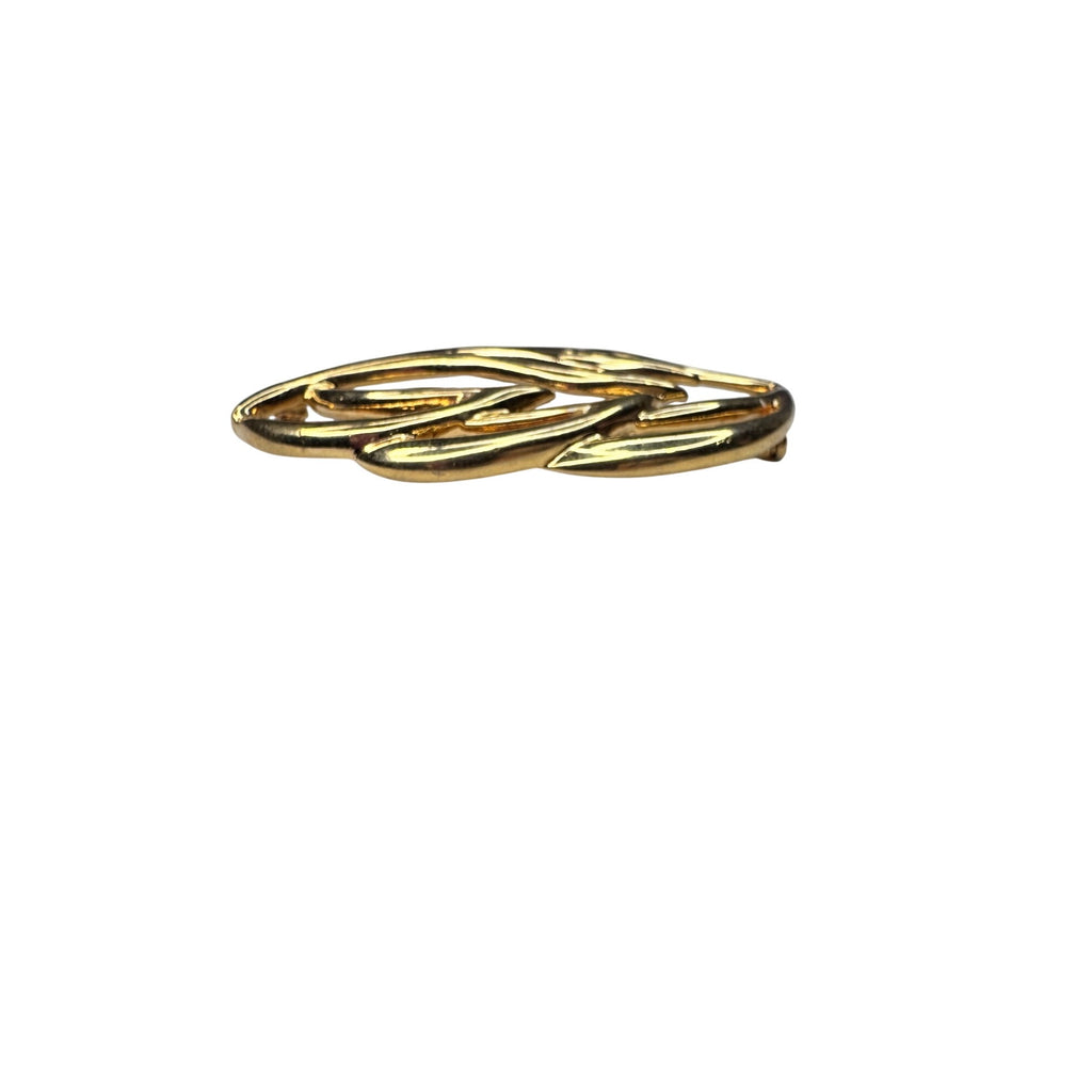 Monet Brooch Gold Tone Abstract Ribbon Modernist 1980s Vintage