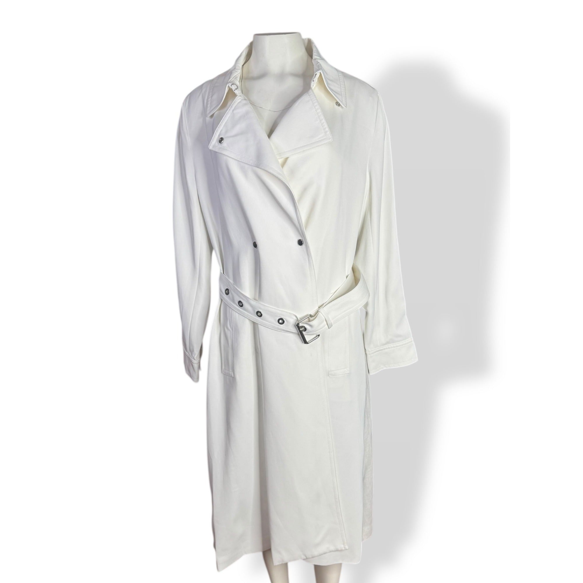 Reiss Florance Womens White Trench Coat Size 8 New Pleat Back
