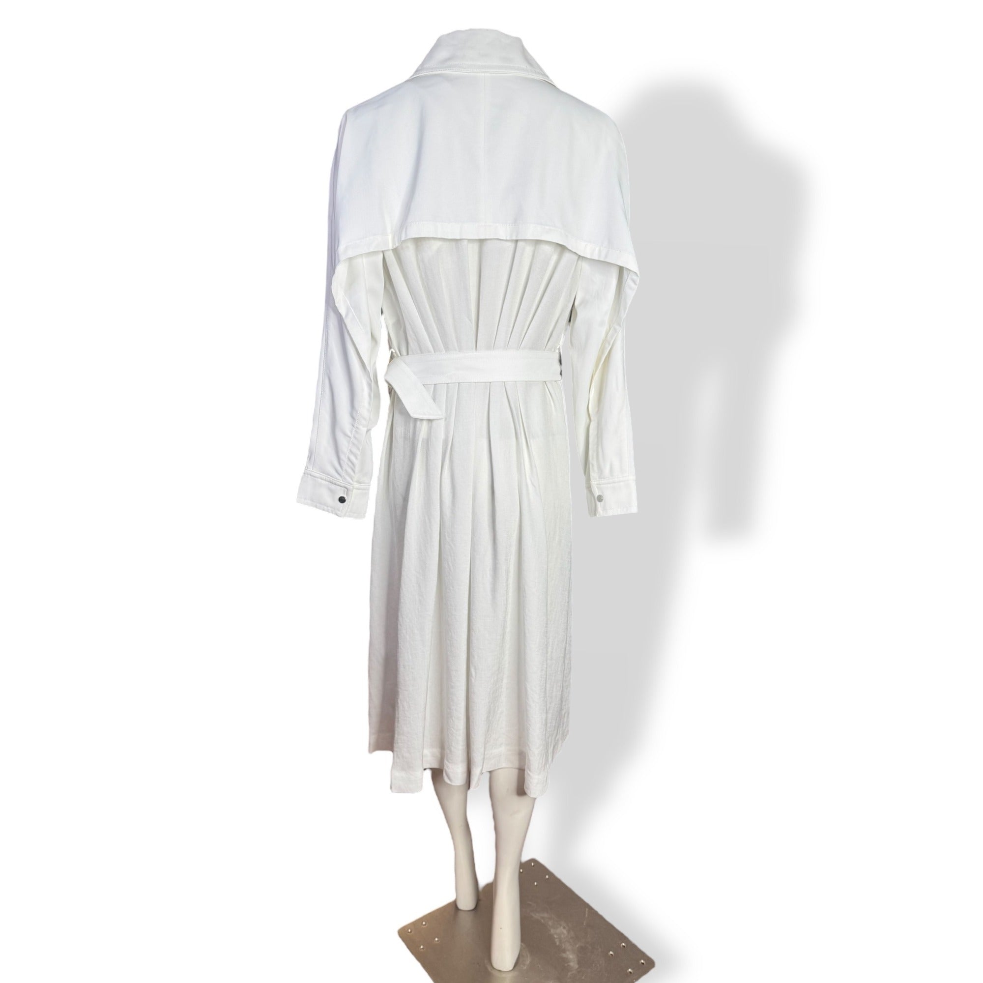 Reiss Florance Womens White Trench Coat Size 8 New Pleat Back