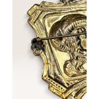 Georgian Revival Embossed Brass Lady Portrait Brooch 1930s Georgian Revival