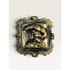 Georgian Revival Embossed Brass Lady Portrait Brooch 1930s Georgian Revival