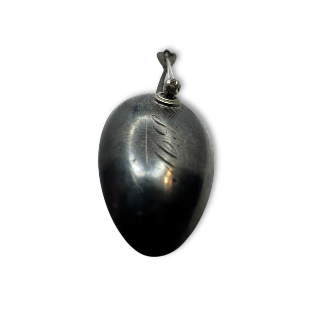 Antique 800 Silver Spoon Brooch Enamel Handle Monogram