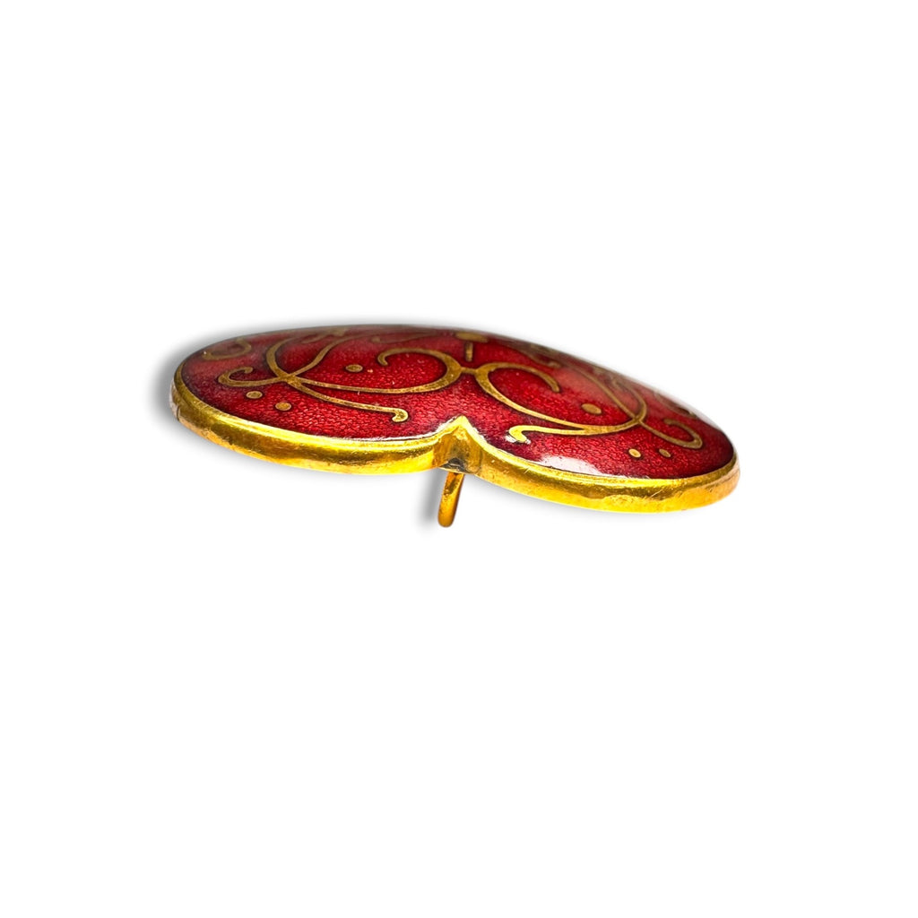 MMA Metropolitan Museum of Art 1985 Red Enamel Heart Brooch Pendant Vintage