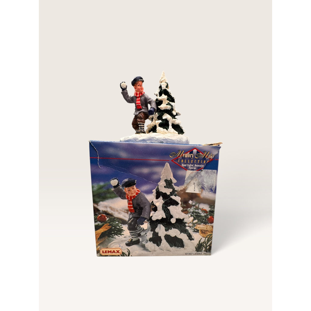 Lemax Sneak Attack Boy Snowball Christmas Village Figurine Memory Makers 1997