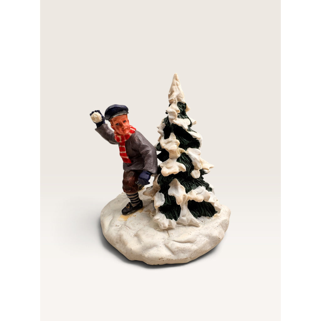 Lemax Sneak Attack Boy Snowball Christmas Village Figurine Memory Makers 1997