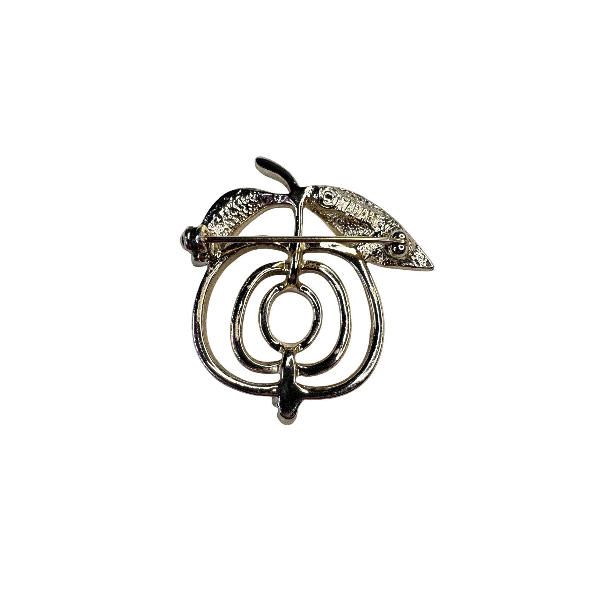 Sarah Coventry Apple Brooch Light Gold Tone 1.63” Vintage
