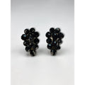 Judith McCann Wingback Faceted Black Crystal Gold Tone Earrings 1950s Vintage