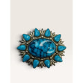 Bell Trading Post Vintage Southwestern Faux Turquoise Nickel Silver Brooch 1.77"