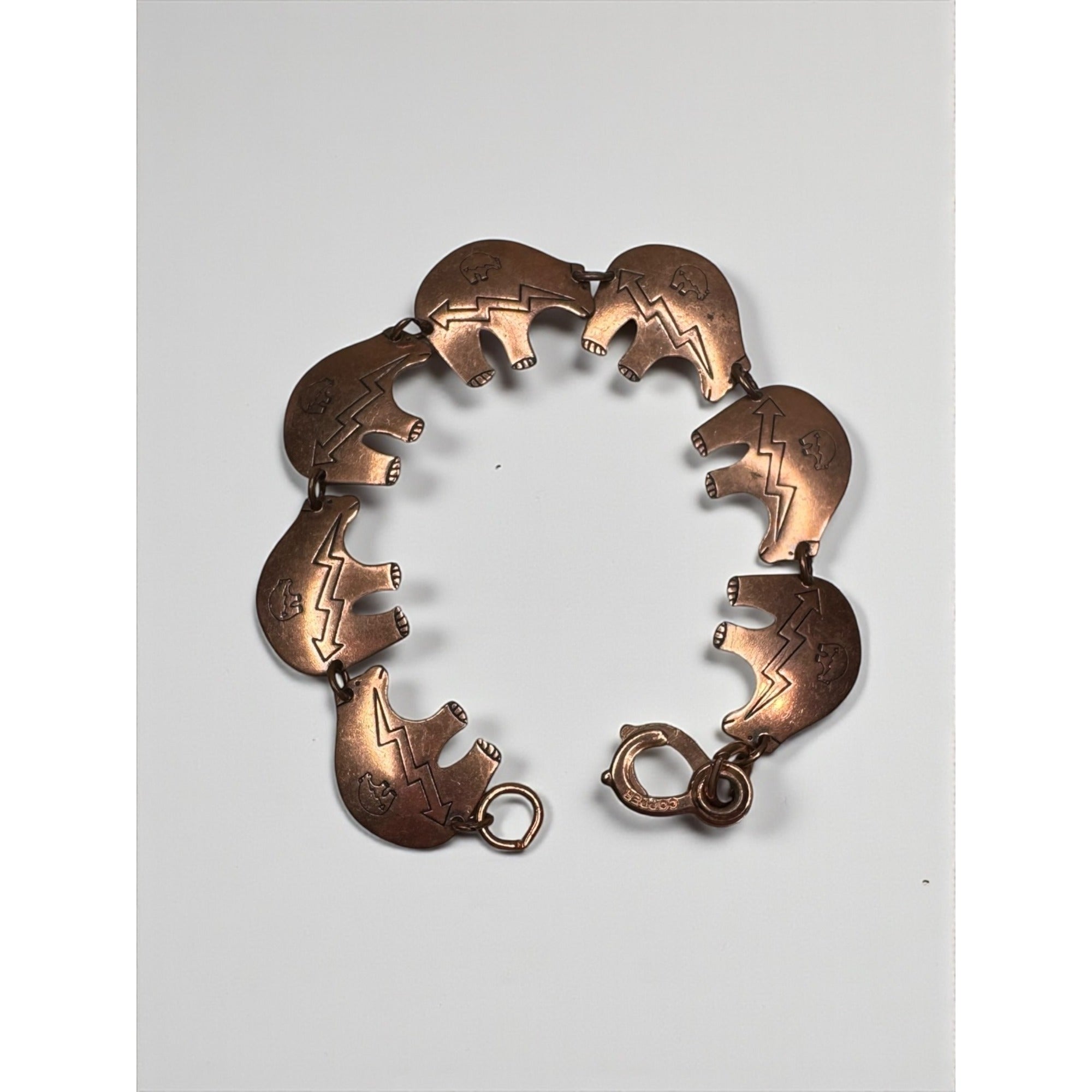 Copper Bear Link Bracelet Southwestern Boho Artisan Vintage 1980s