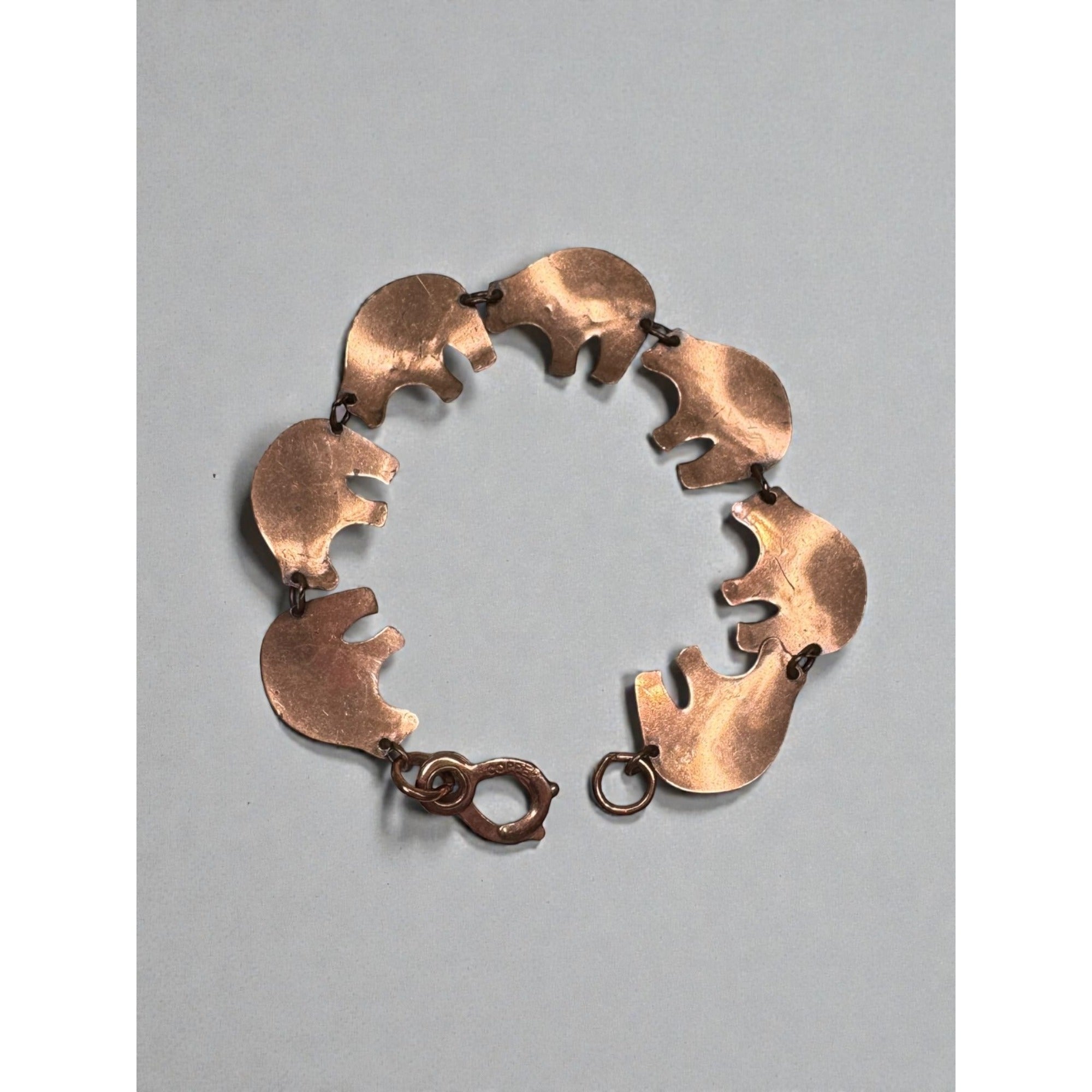 Copper Bear Link Bracelet Southwestern Boho Artisan Vintage 1980s