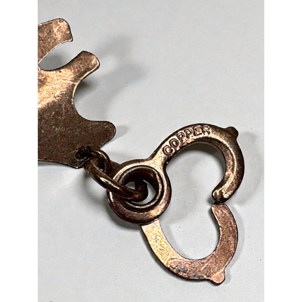 Copper Bear Link Bracelet Southwestern Boho Artisan Vintage 1980s