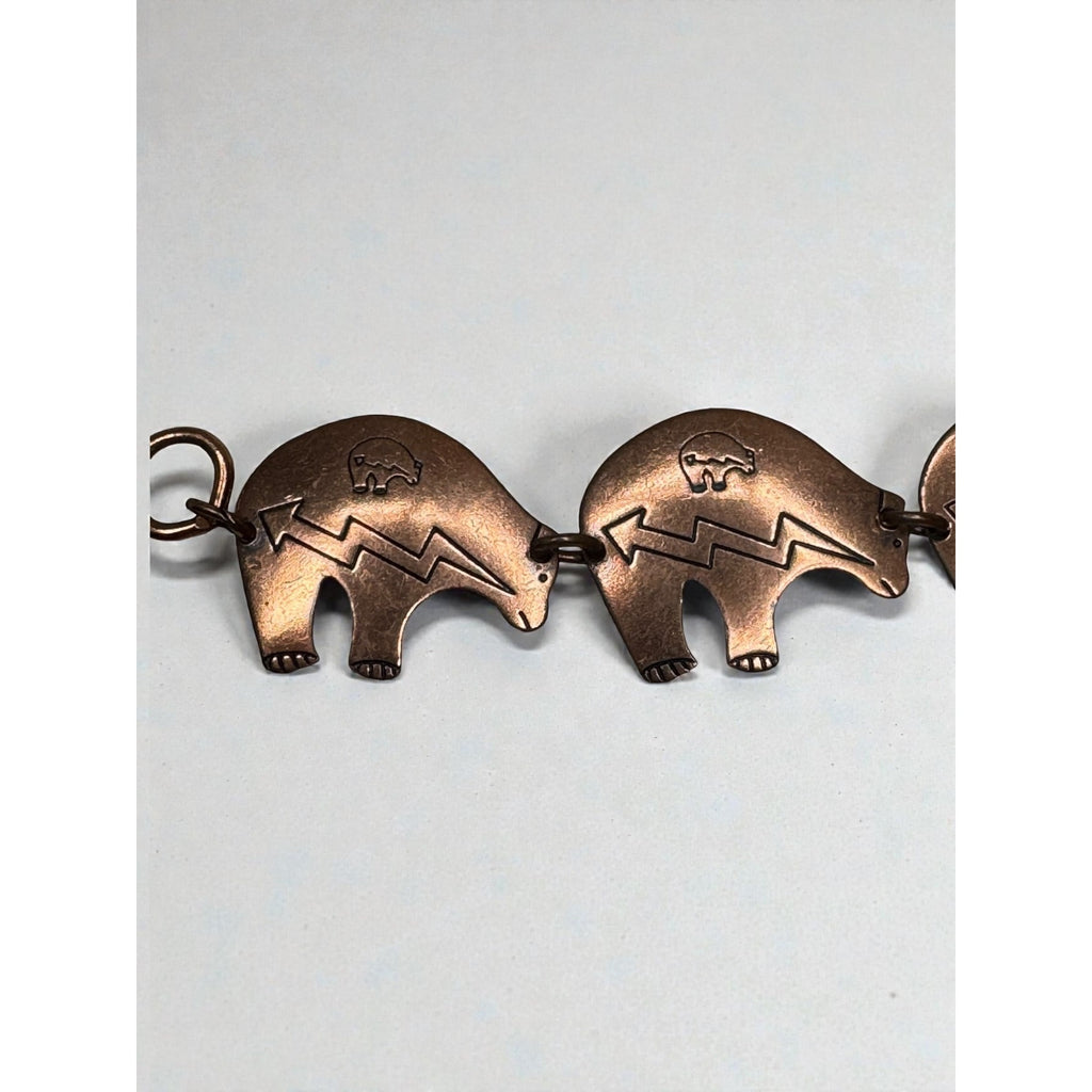 Copper Bear Link Bracelet Southwestern Boho Artisan Vintage 1980s