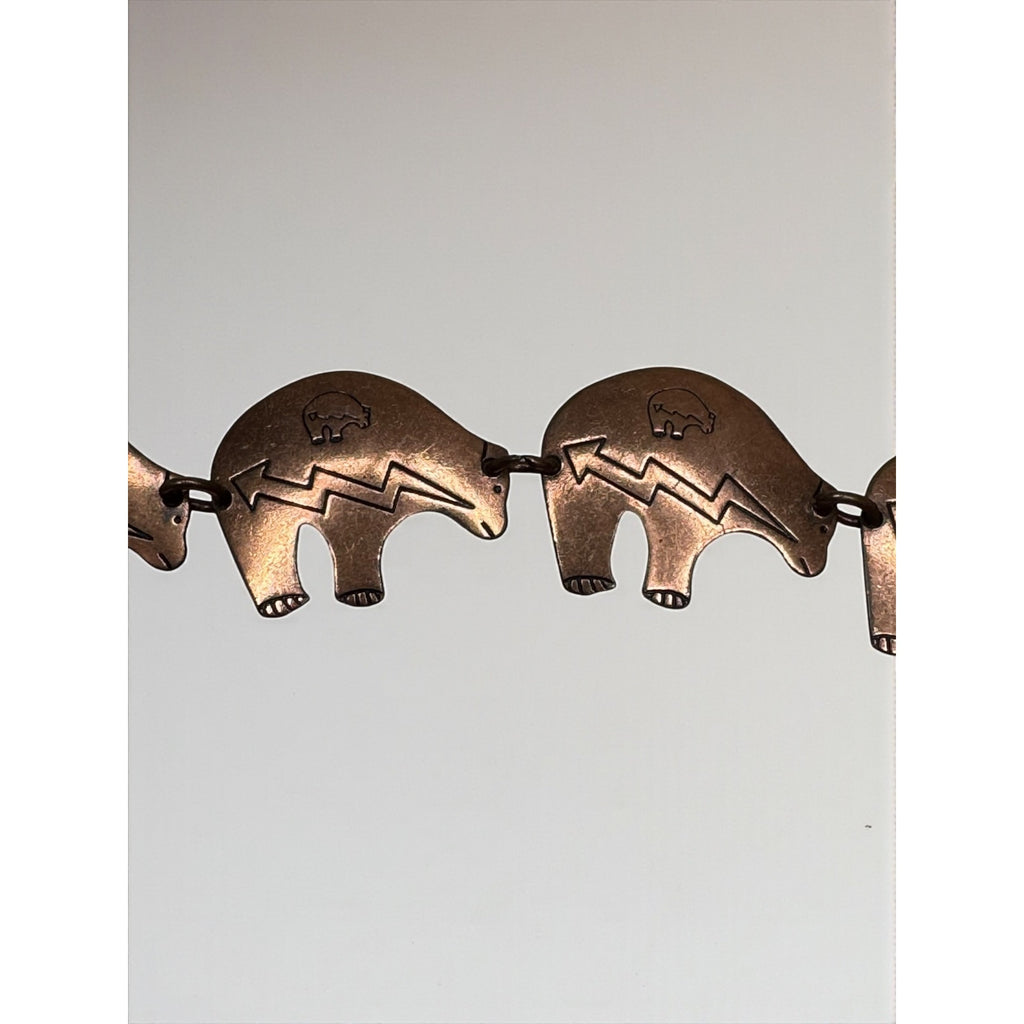 Copper Bear Link Bracelet Southwestern Boho Artisan Vintage 1980s