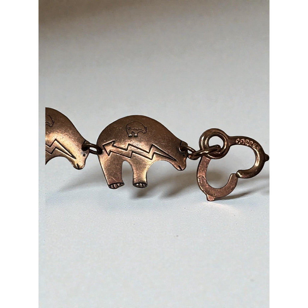 Copper Bear Link Bracelet Southwestern Boho Artisan Vintage 1980s