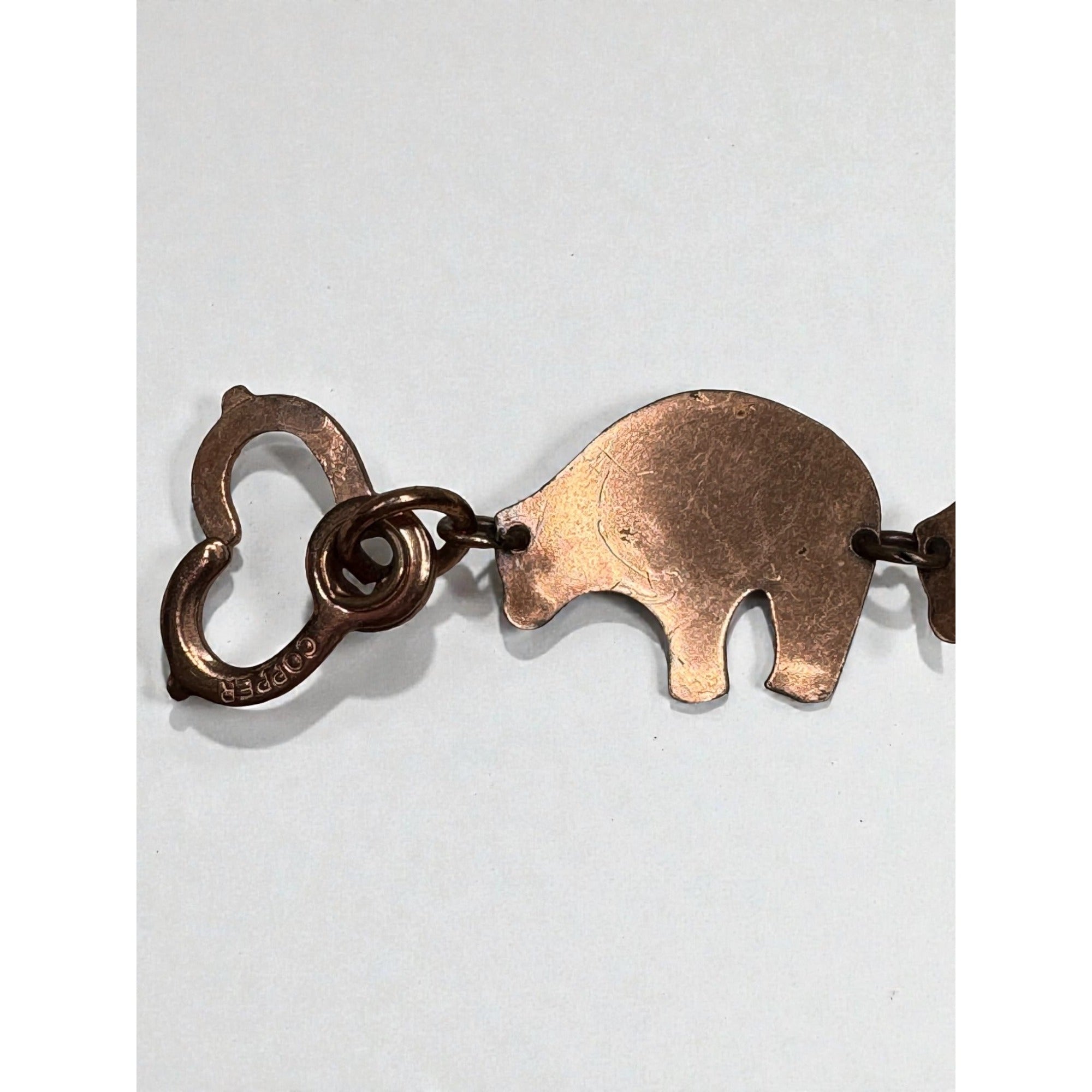 Copper Bear Link Bracelet Southwestern Boho Artisan Vintage 1980s