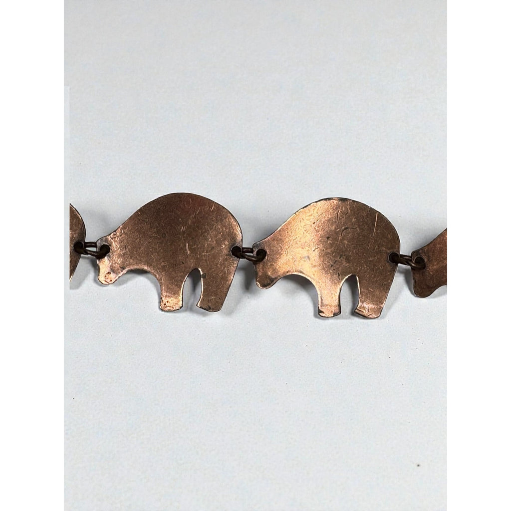 Copper Bear Link Bracelet Southwestern Boho Artisan Vintage 1980s