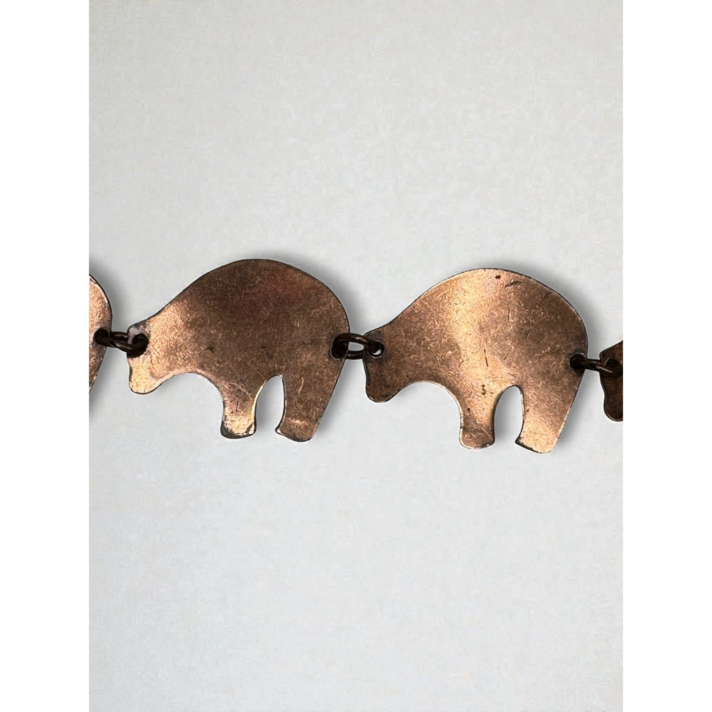 Copper Bear Link Bracelet Southwestern Boho Artisan Vintage 1980s