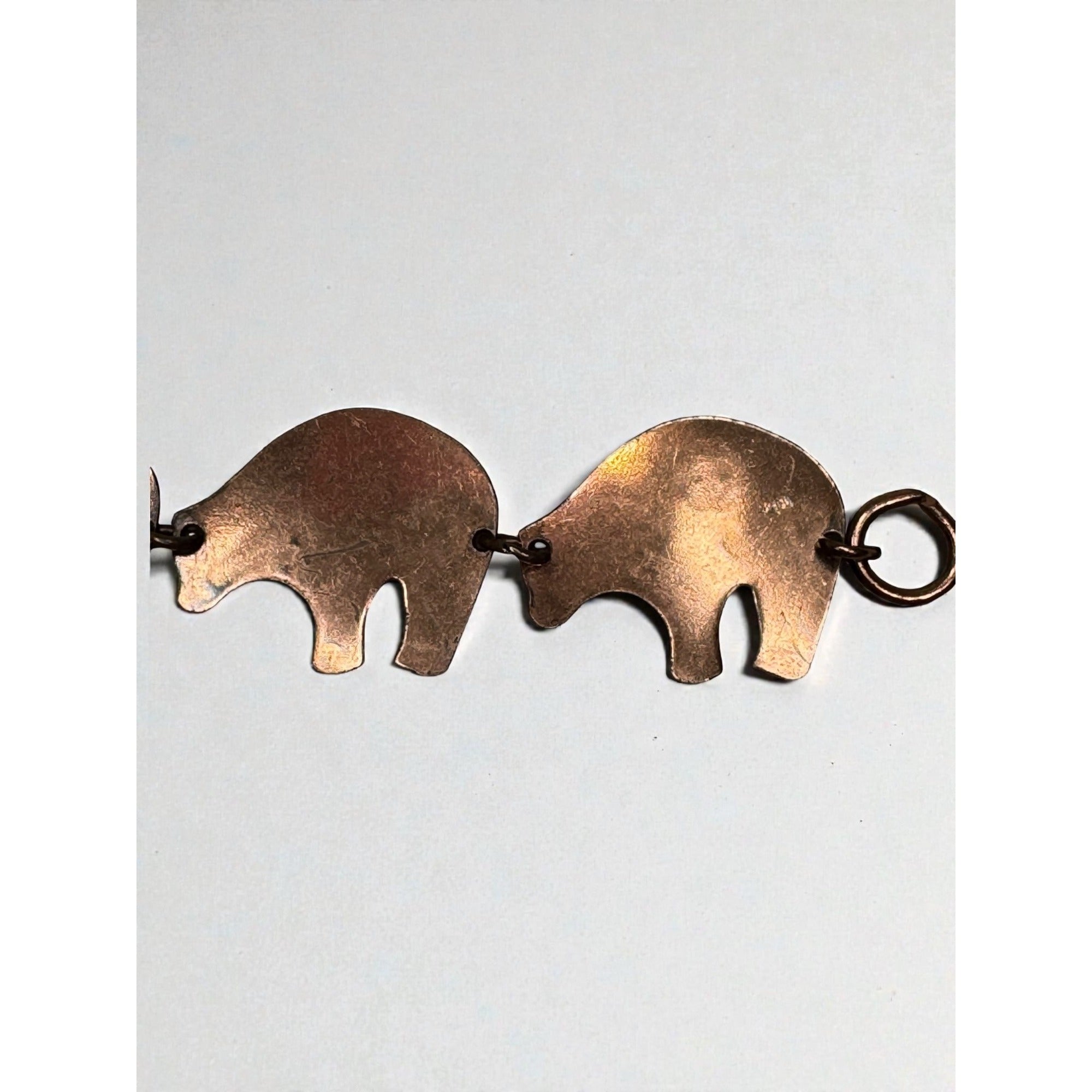 Copper Bear Link Bracelet Southwestern Boho Artisan Vintage 1980s