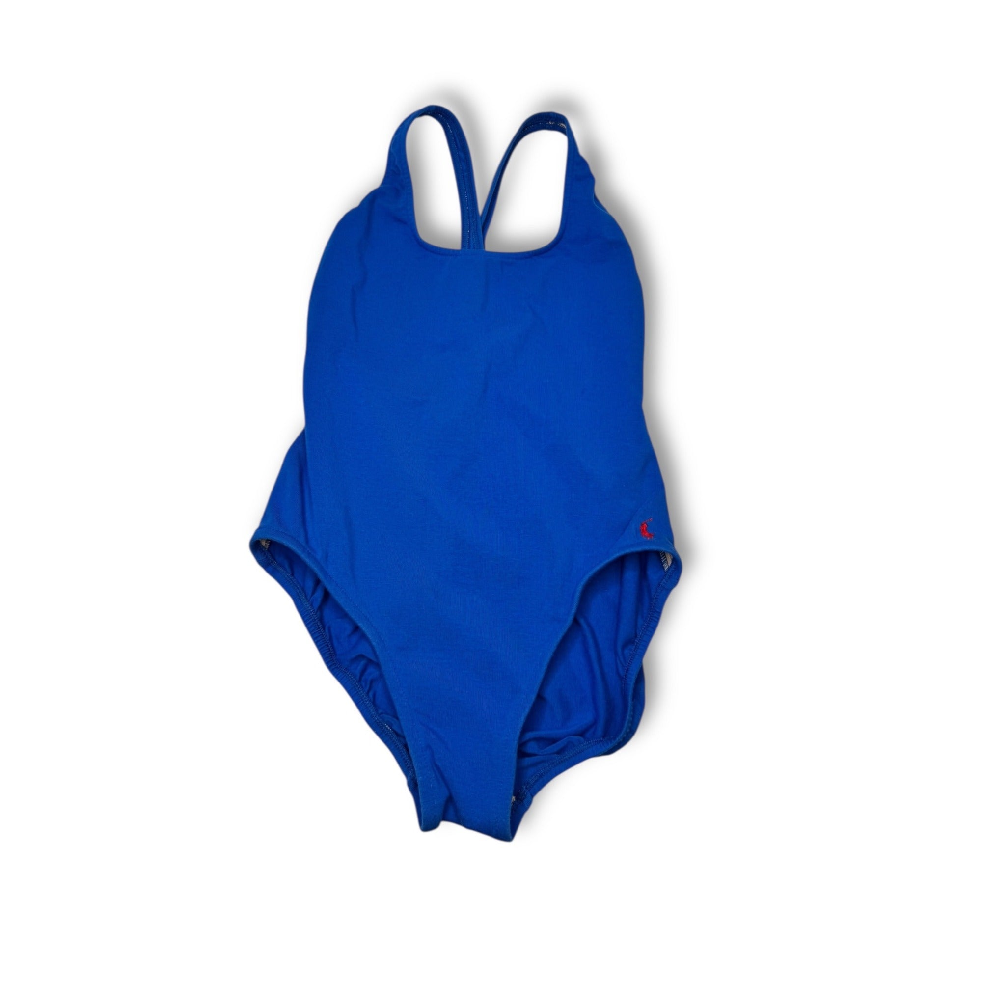 Ralph Lauren Womens Racerback Swimsuit Size 12 Blue Cotton Lycra Vintage 1980s