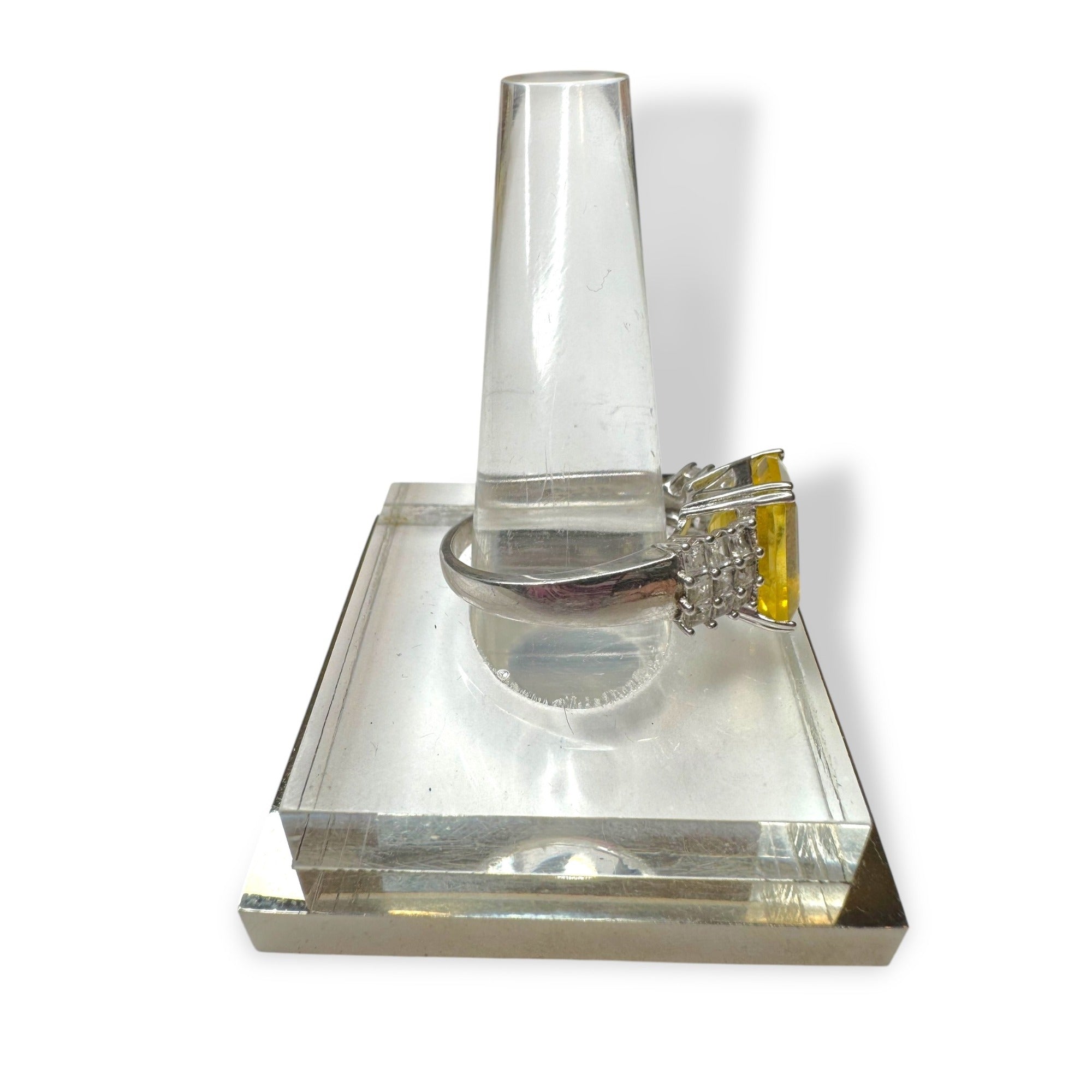 Sterling Silver Ring Citrine White Spinel Size 10.5