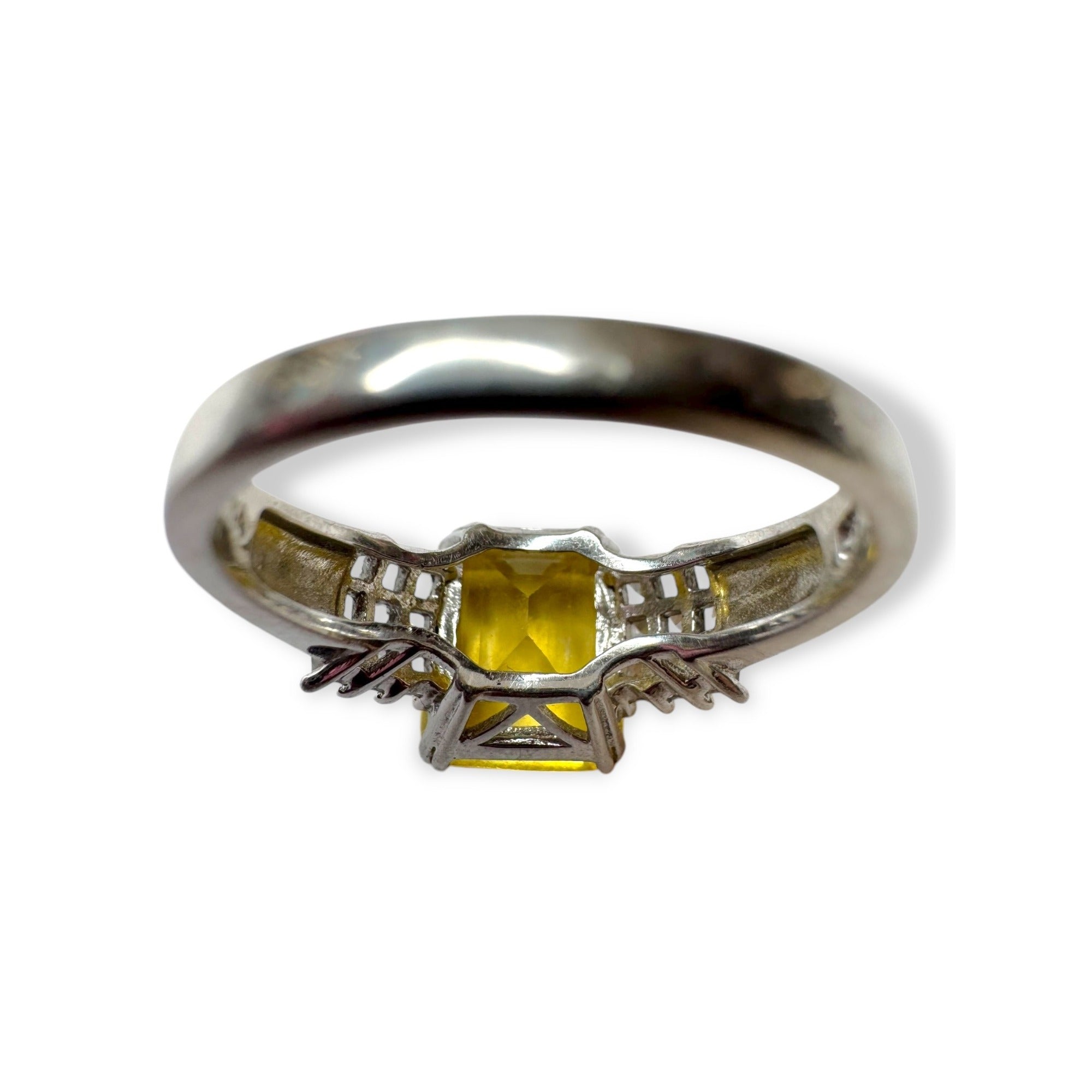 Sterling Silver Ring Citrine White Spinel Size 10.5