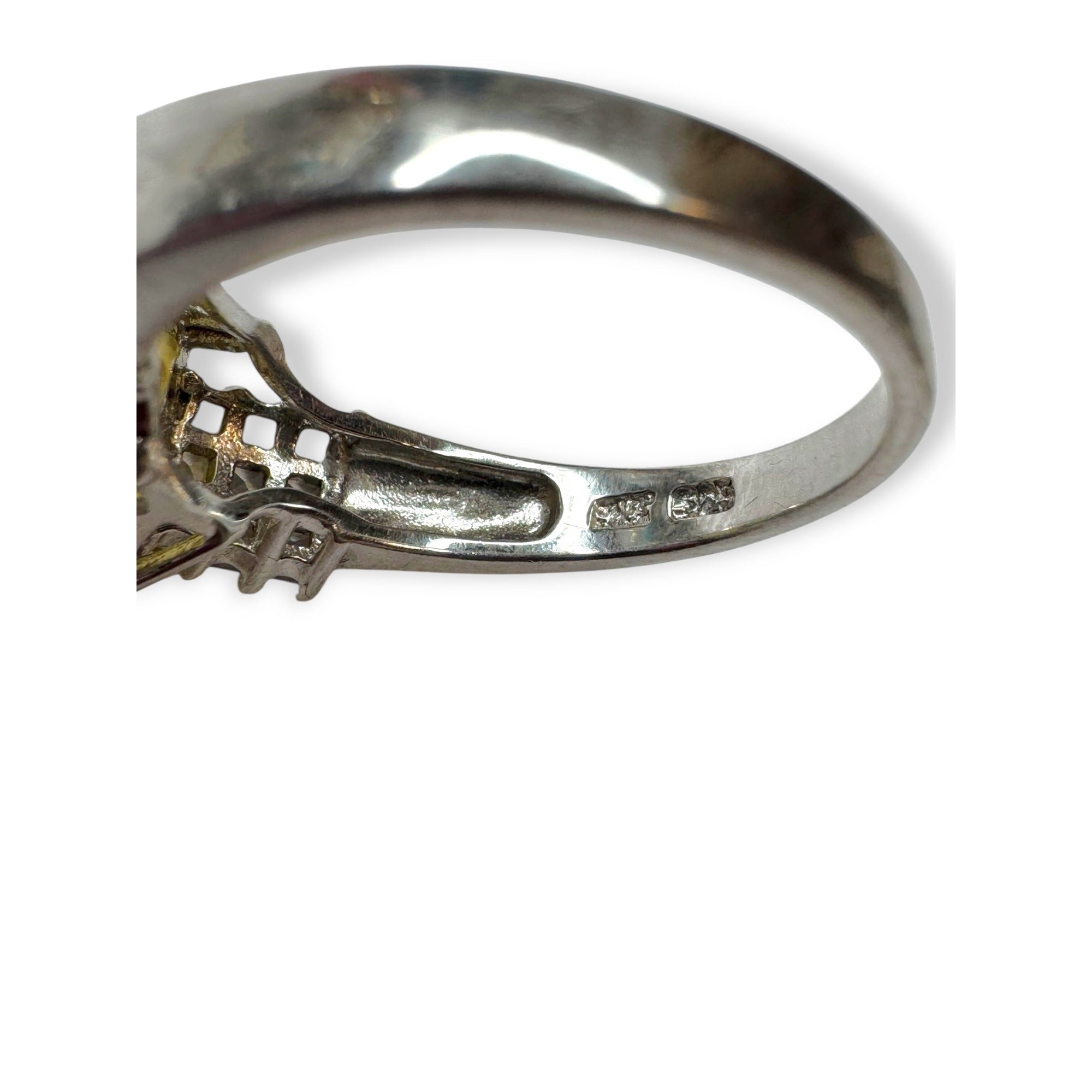 Sterling Silver Ring Citrine White Spinel Size 10.5