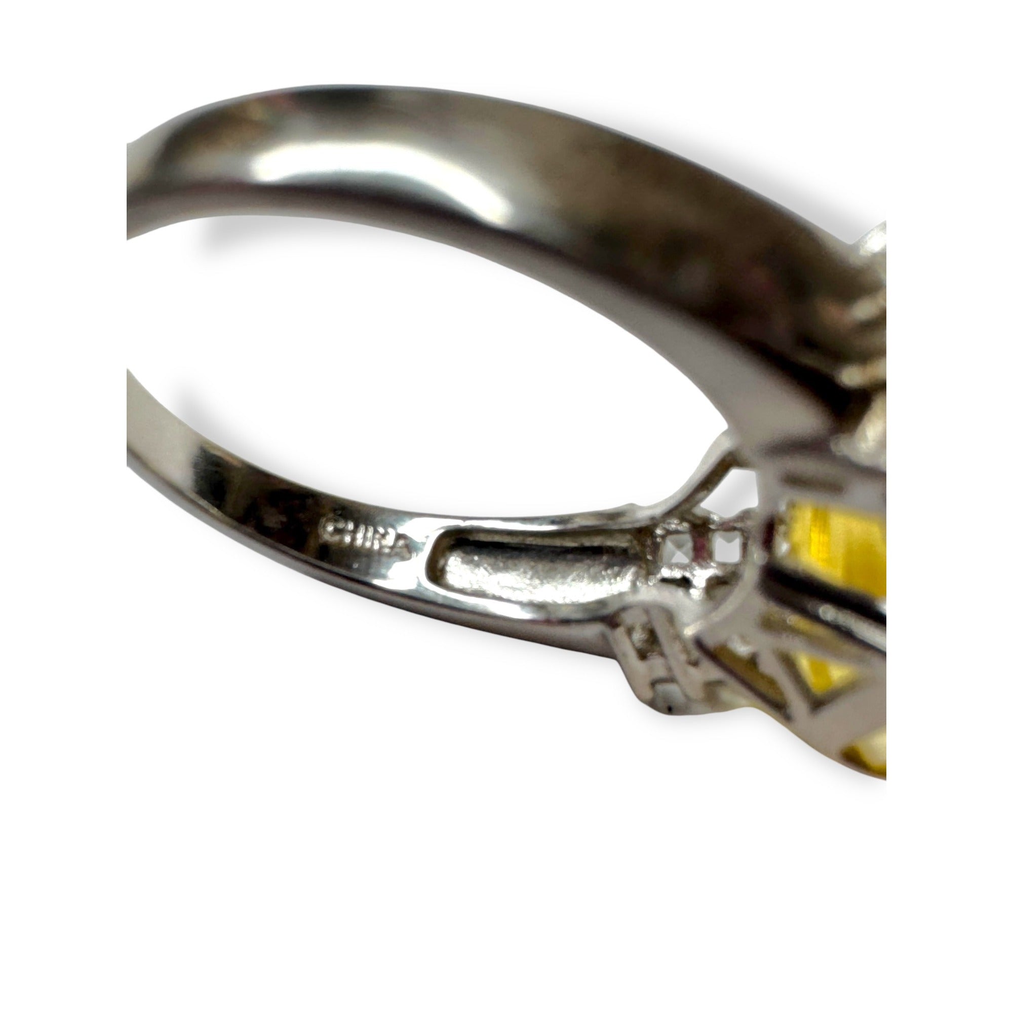 Sterling Silver Ring Citrine White Spinel Size 10.5