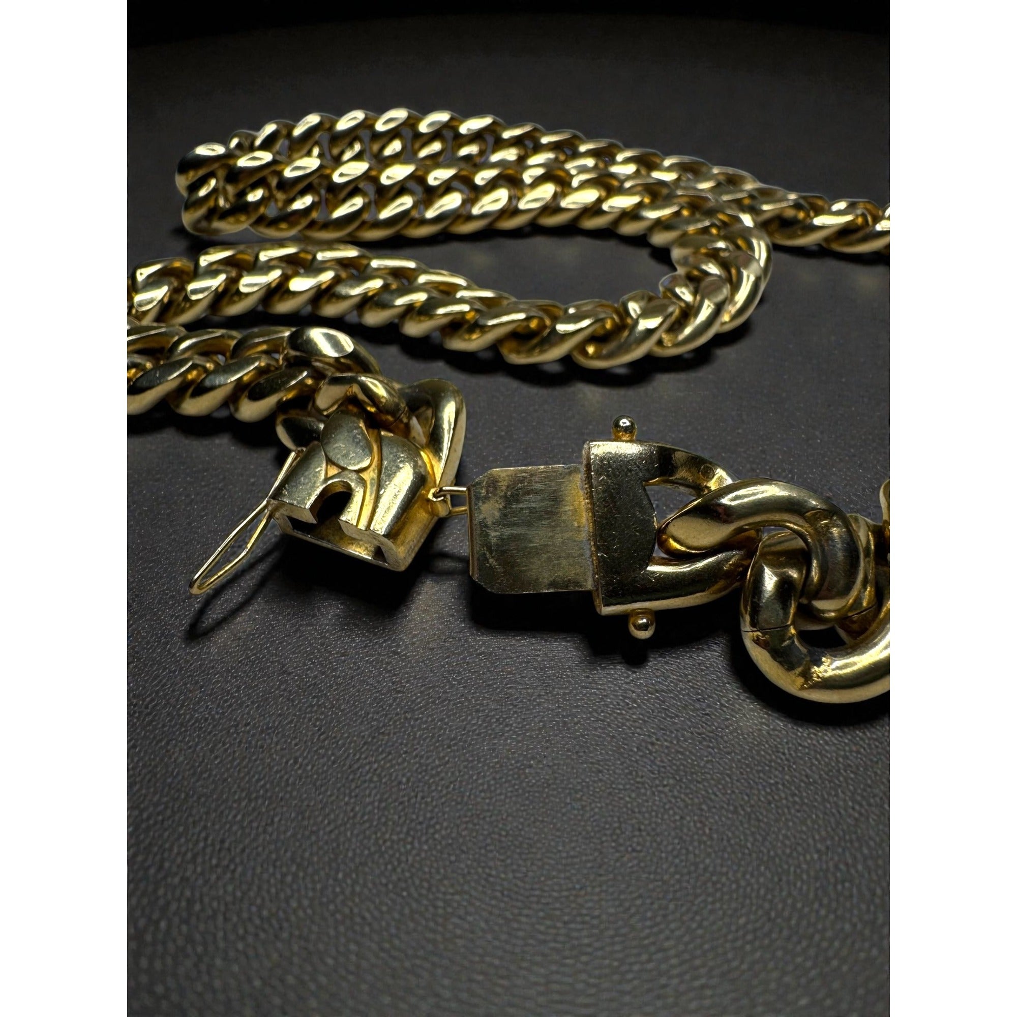 Gold Tone Stainless Steel Heavyweight Cuban Link Chain Necklace 24" 14mm 2000s