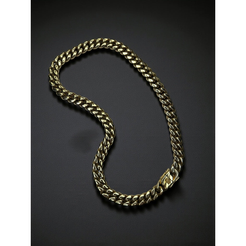 Gold Tone Stainless Steel Heavyweight Cuban Link Chain Necklace 24" 14mm 2000s