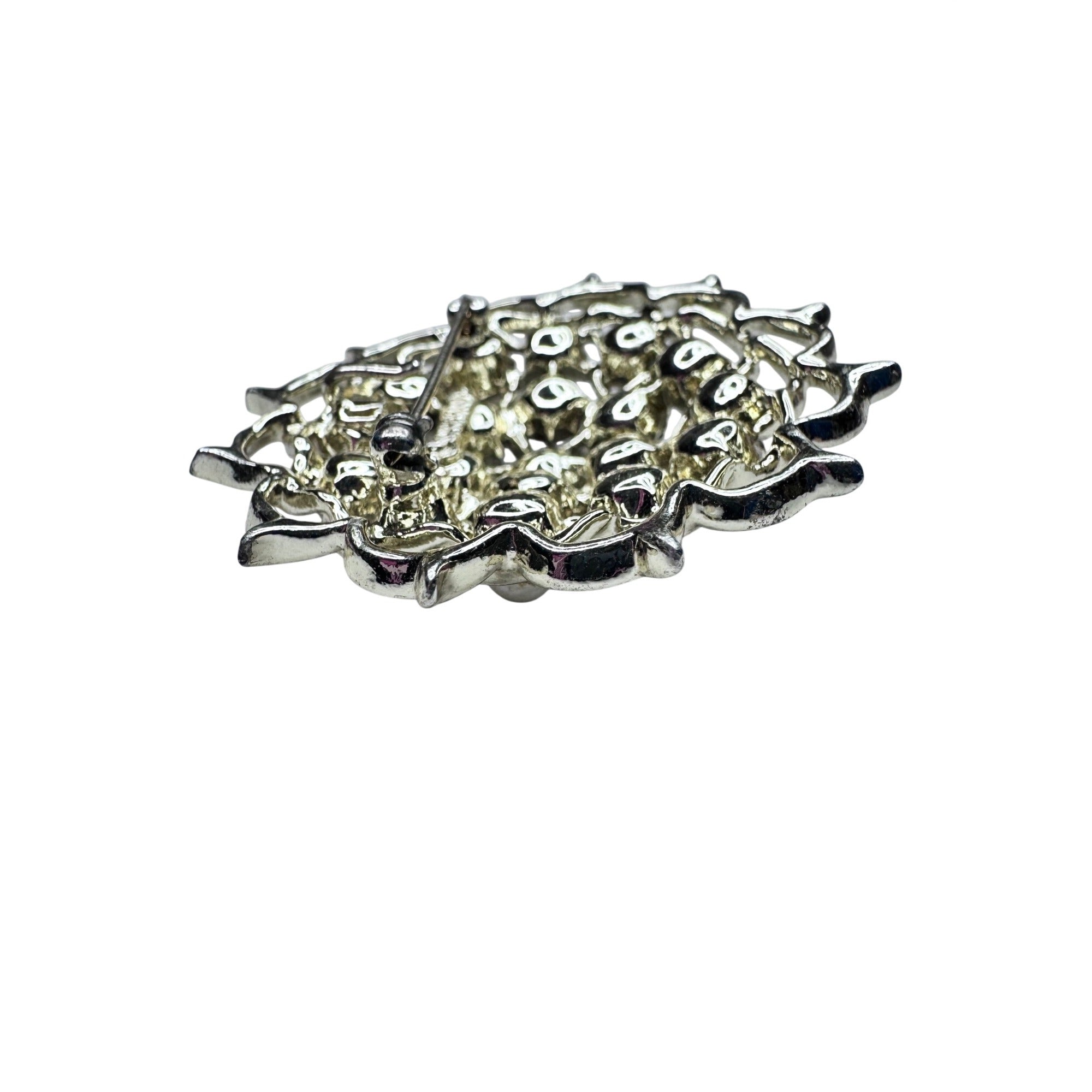 Sarah Coventry Brooch Green AB Faux Pearl Light Gold Floral 1960s Vintage