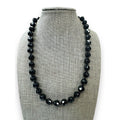 Vintage Black Molded Glass Beaded Necklace Adjustable 16"–18.5"