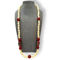 Carved Cinnabar Cloissone Necklace Spring Ring 29” Vintage
