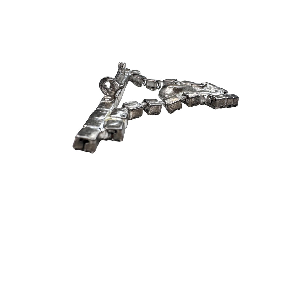 Unsigned Clear Rhinestone Articulated Dangle Brooch Silver Tone 1950s Vintage